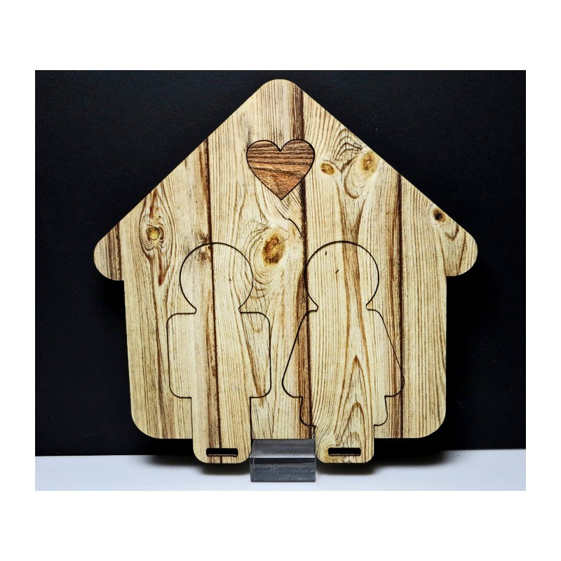Portachiavi famiglia casetta legno -  Cookie cutter